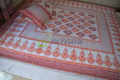 White red orange Bed cover